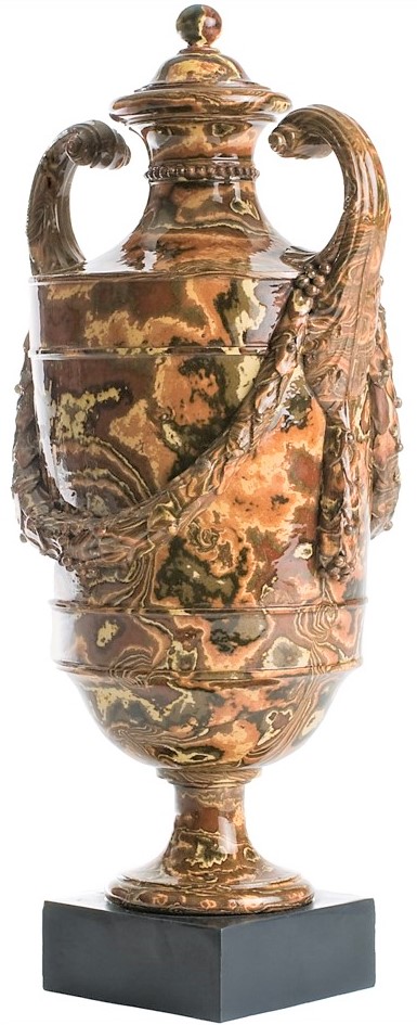 Tall vase with agate pattern.
